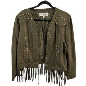 Sheryl Crow Green Studded Tasseled Cover Jacket Sz Largr Western Rock